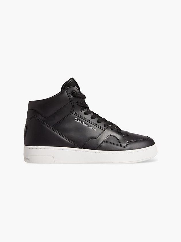 Calvin Klein USA Leather High-Top Mens Sneakers Black 7849536-NF